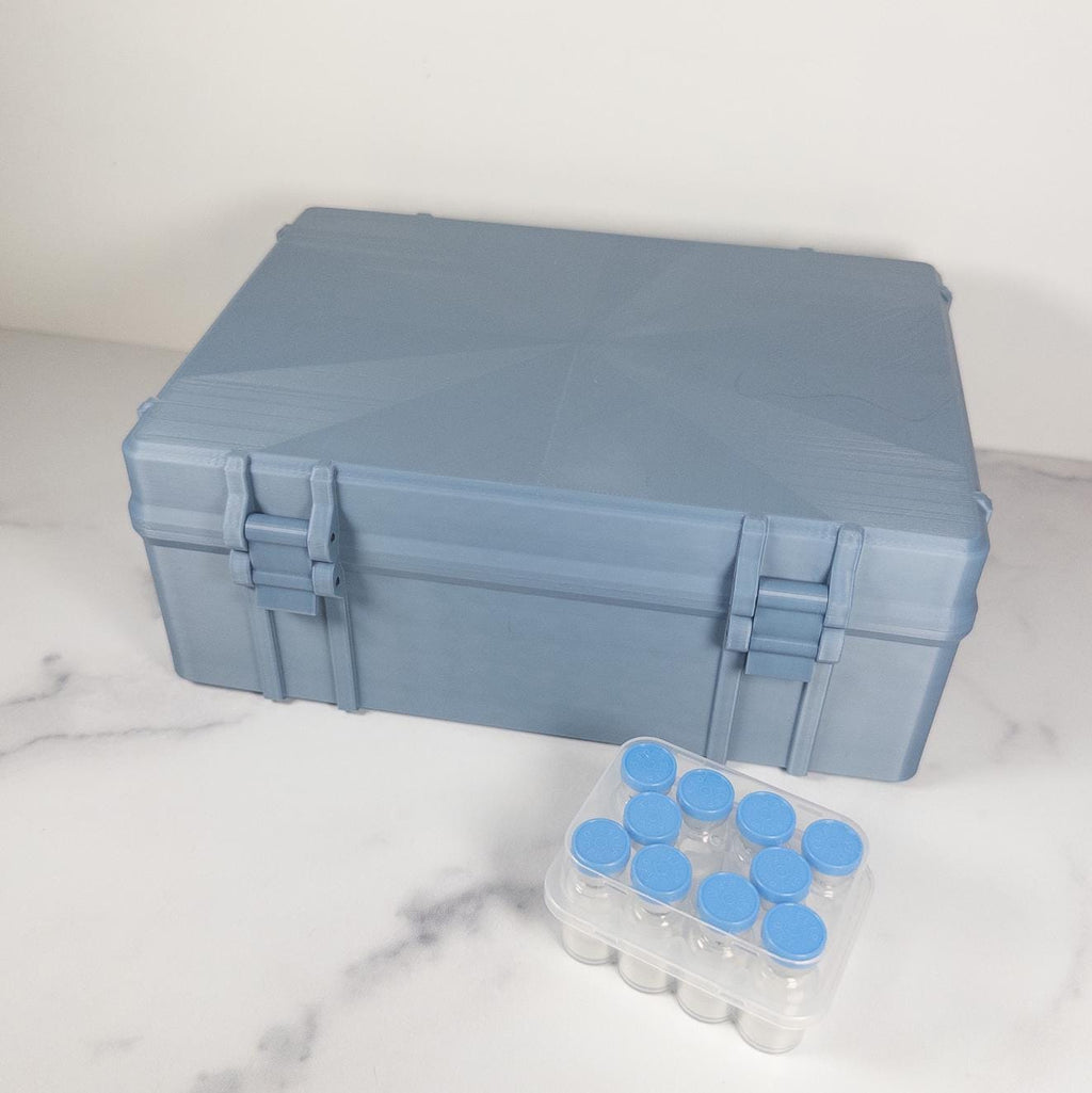 16-Kit Peptide Storage Case, Fits Sixteen 3mL Vial Kit Boxes, Large Organizer for Peptide Kits, Latching Hard Case for Fridge or Freezer