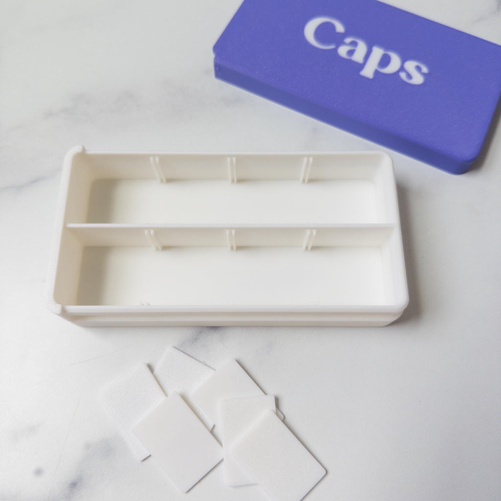 Vial Cap Storage Box, Organizer with Slide Lid & Removable Dividers, Peptide Supply Holder