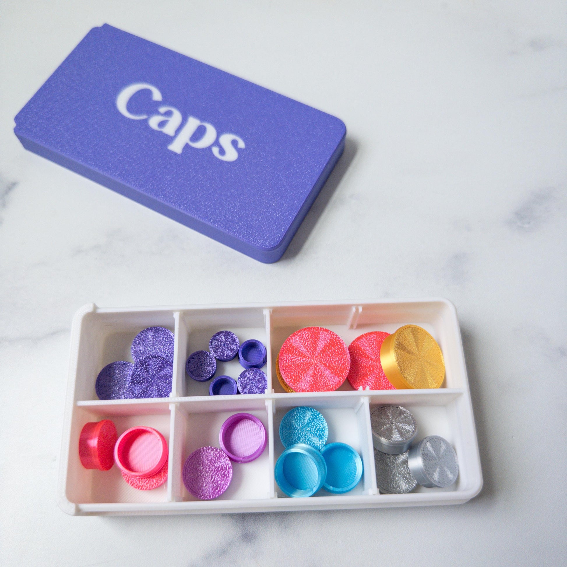 Vial Cap Storage Box with Slide Lid & Removable Dividers
