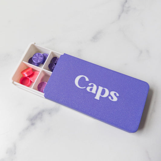 Vial Cap Storage Box with Slide Lid & Removable Dividers