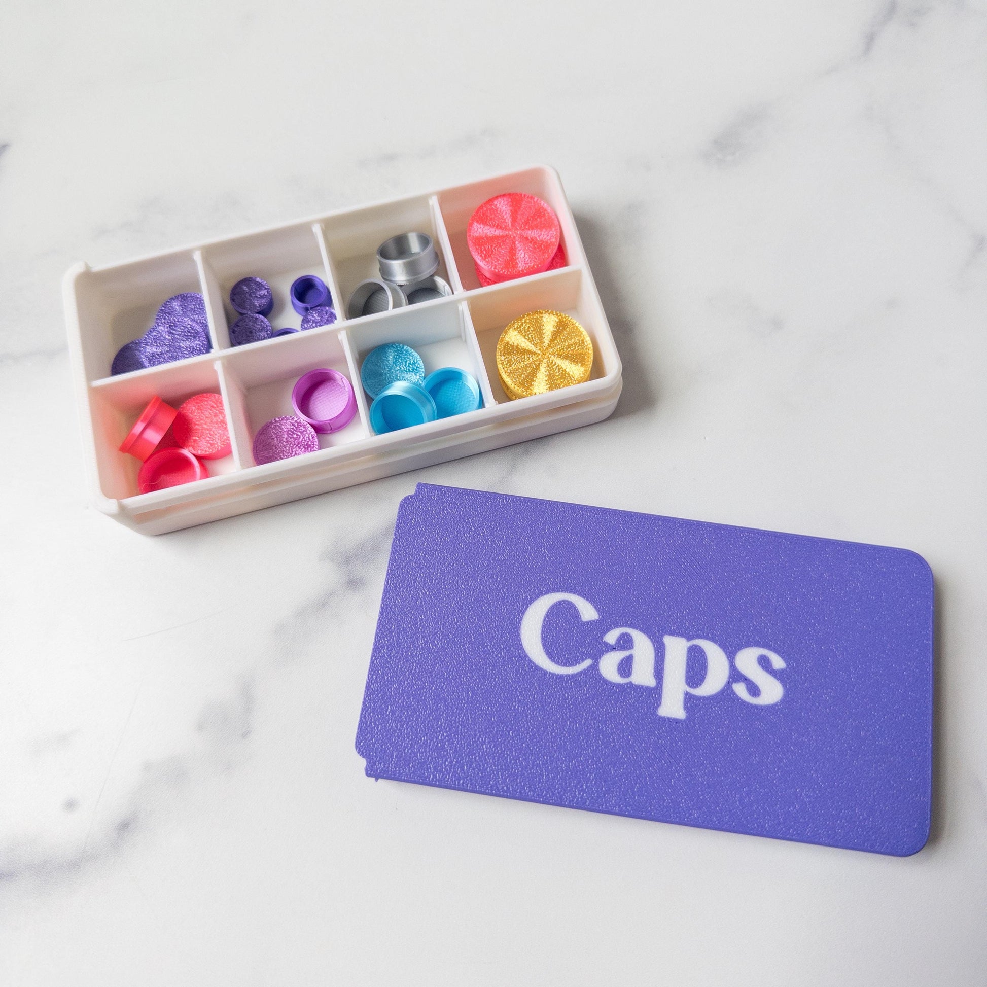 Vial Cap Storage Box with Slide Lid & Removable Dividers