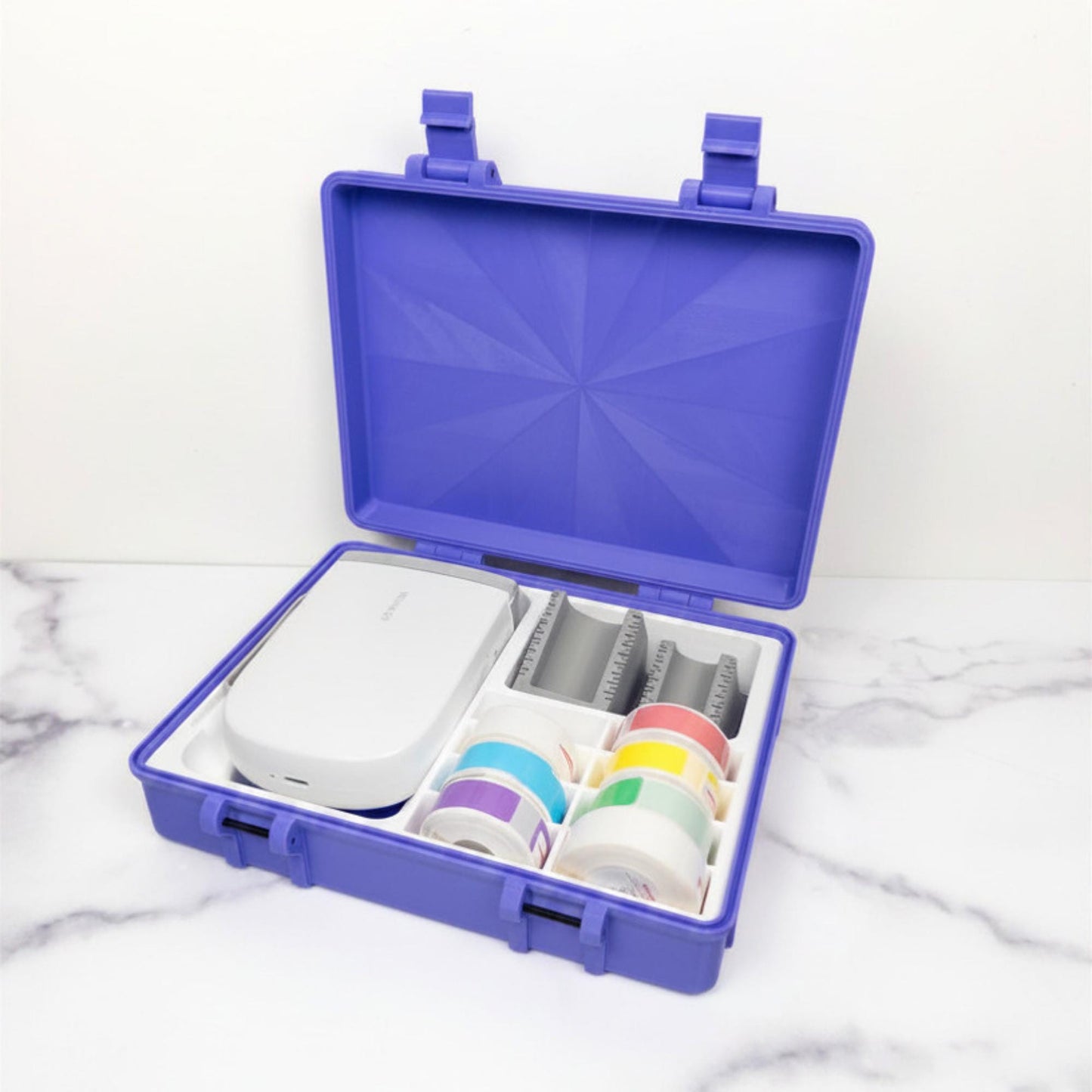 Niimbot D11 Label Printer Storage Case | Travel Organizer with Label Roll Holders & Vial Labelers | 3D Printed Carrying Case