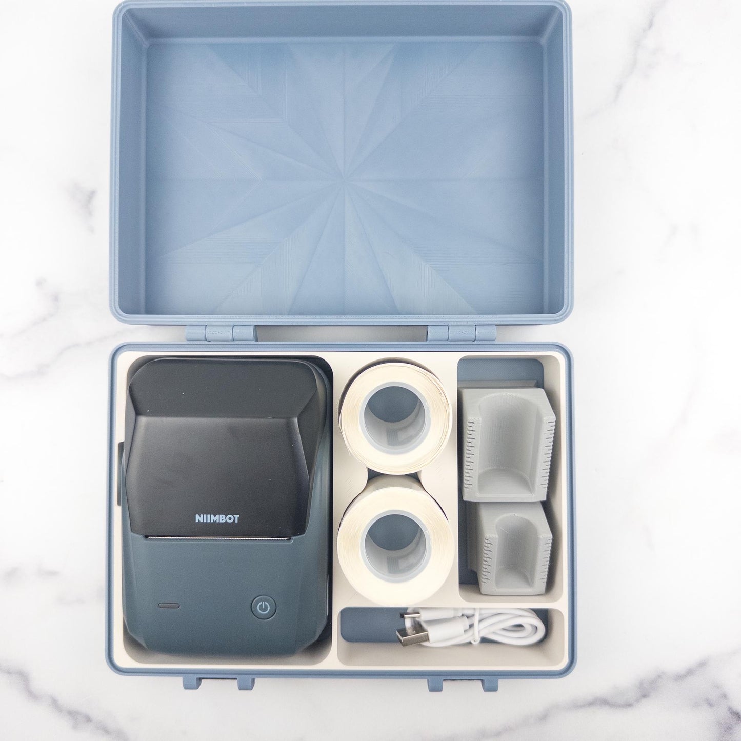 Niimbot B1 Label Printer Storage Case | 3D Printed Peptide Organizer with Vial Labelers