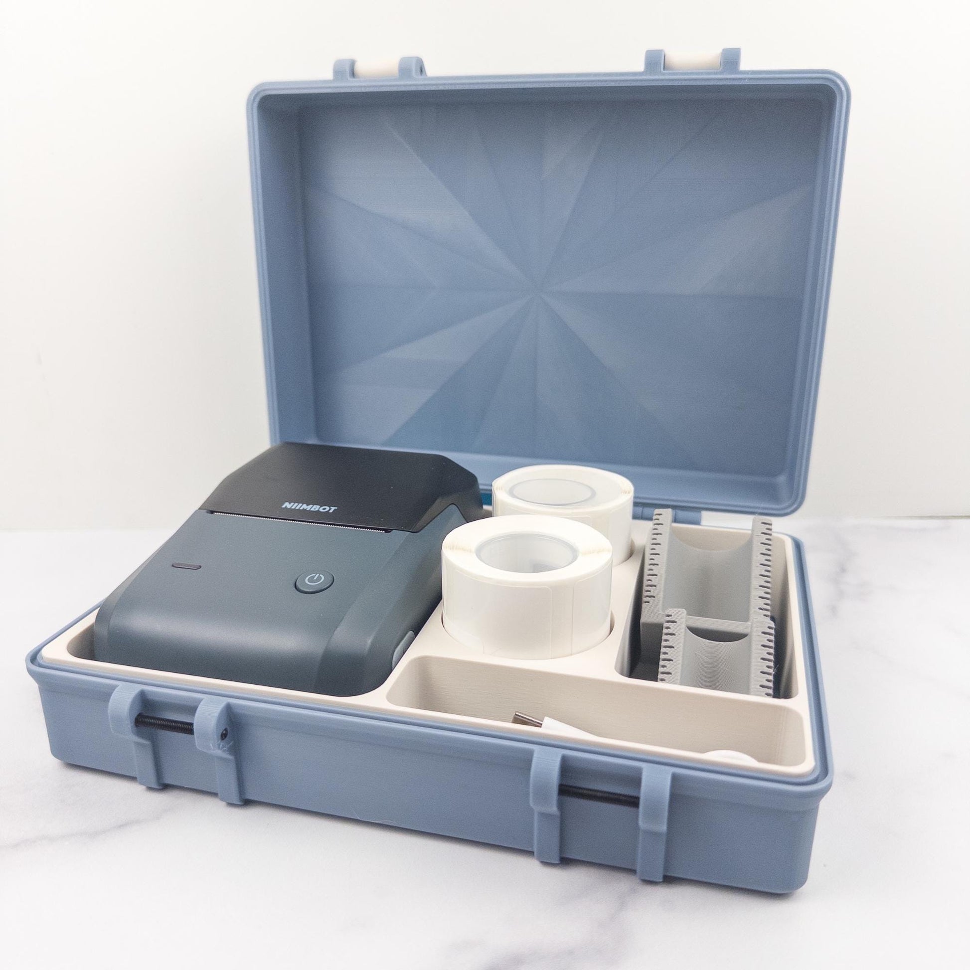 Niimbot B1 Label Printer Storage Case | 3D Printed Peptide Organizer with Vial Labelers
