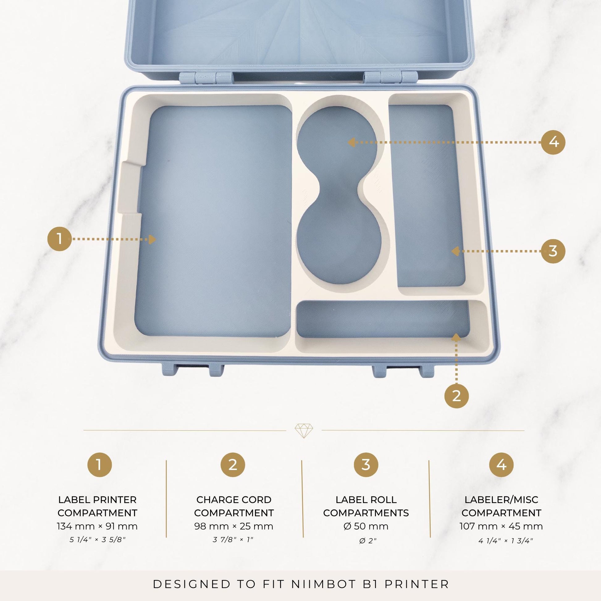 Niimbot B1 Label Printer Storage Case | 3D Printed Peptide Organizer with Vial Labelers