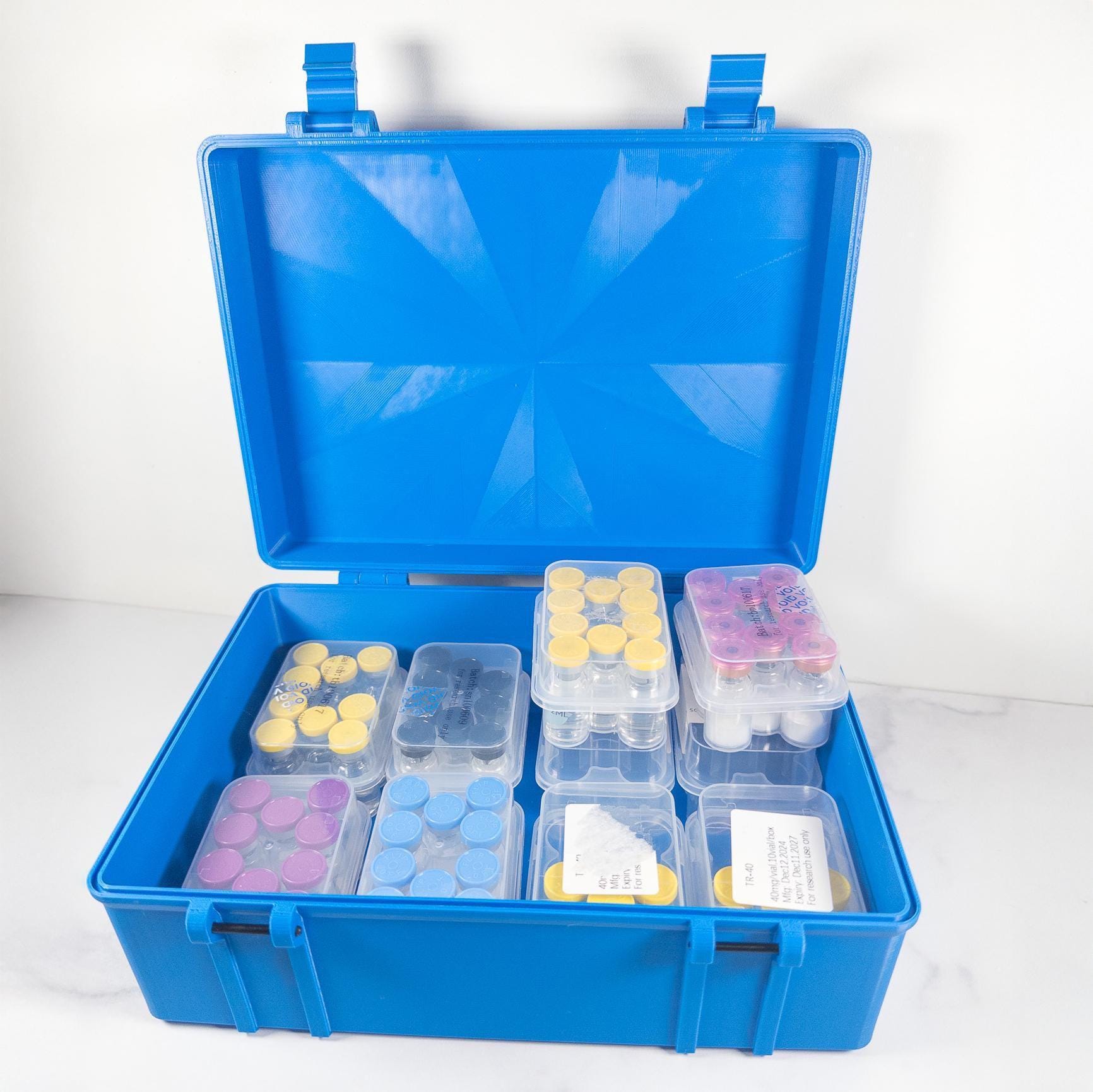 Peptide Kit Storage Case for 3mL Vial Kit Boxes | Large Latching Organizer