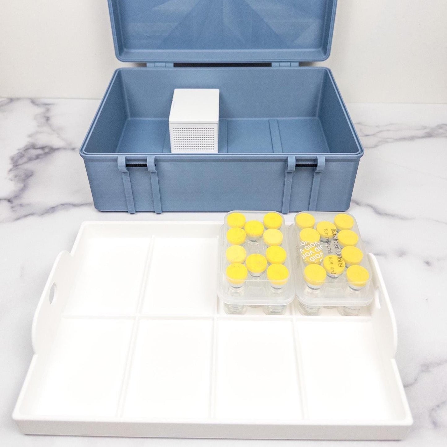 Peptide Kit Storage Case for 3mL Vial Kit Boxes | Large Latching Organizer