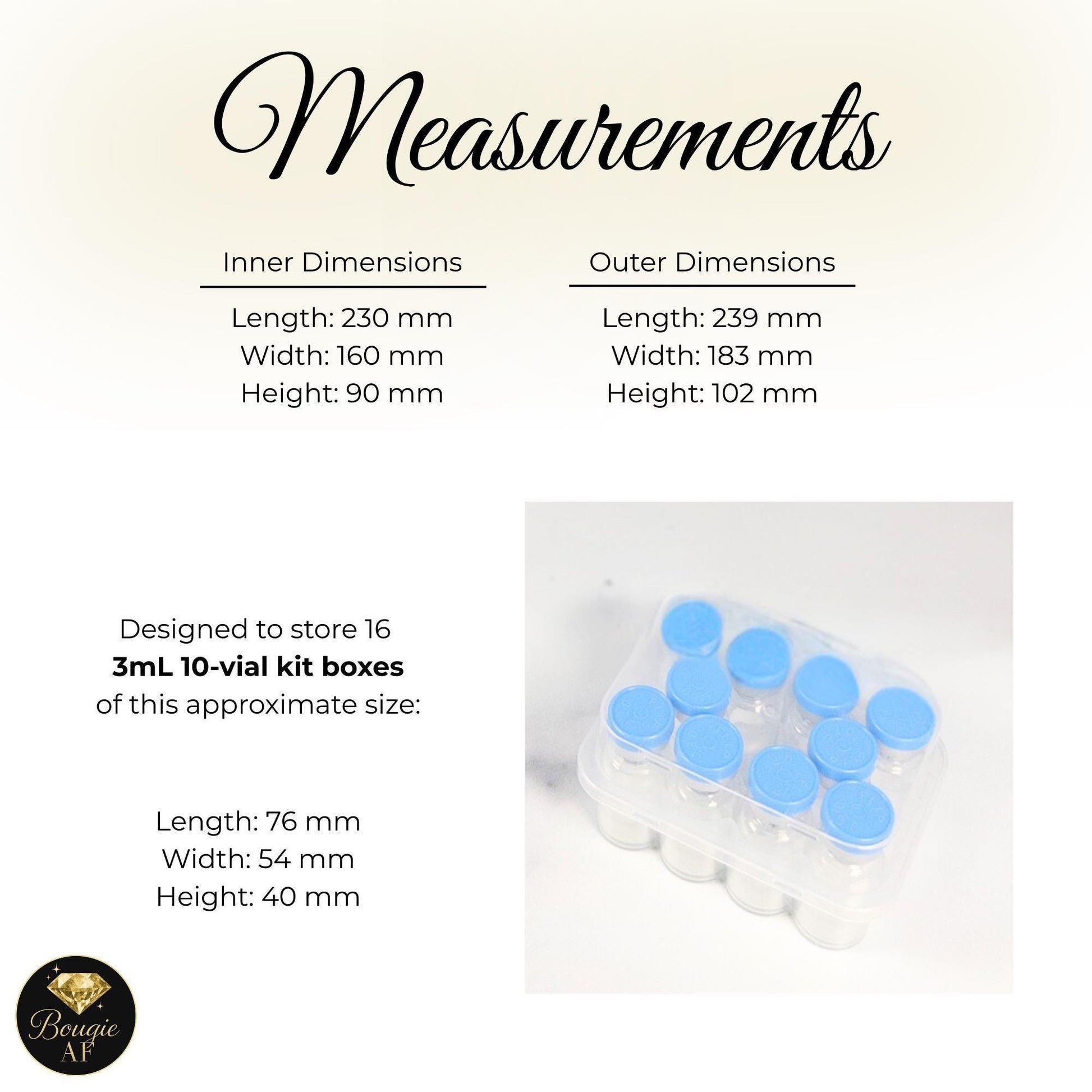 Peptide Kit Storage Case for 3mL Vial Kit Boxes | Large Latching Organizer