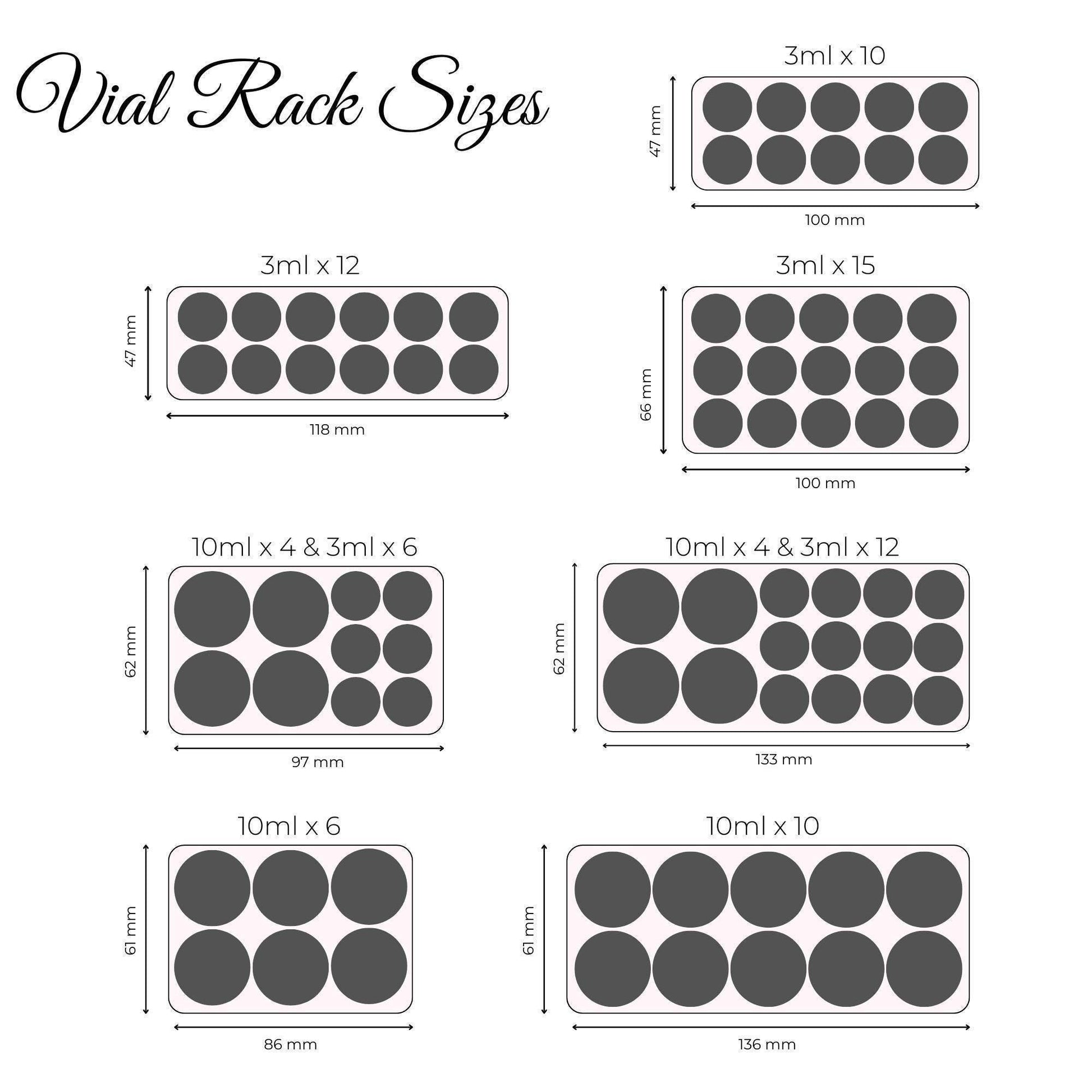 3mL & 10mL Peptide Vial Storage Racks