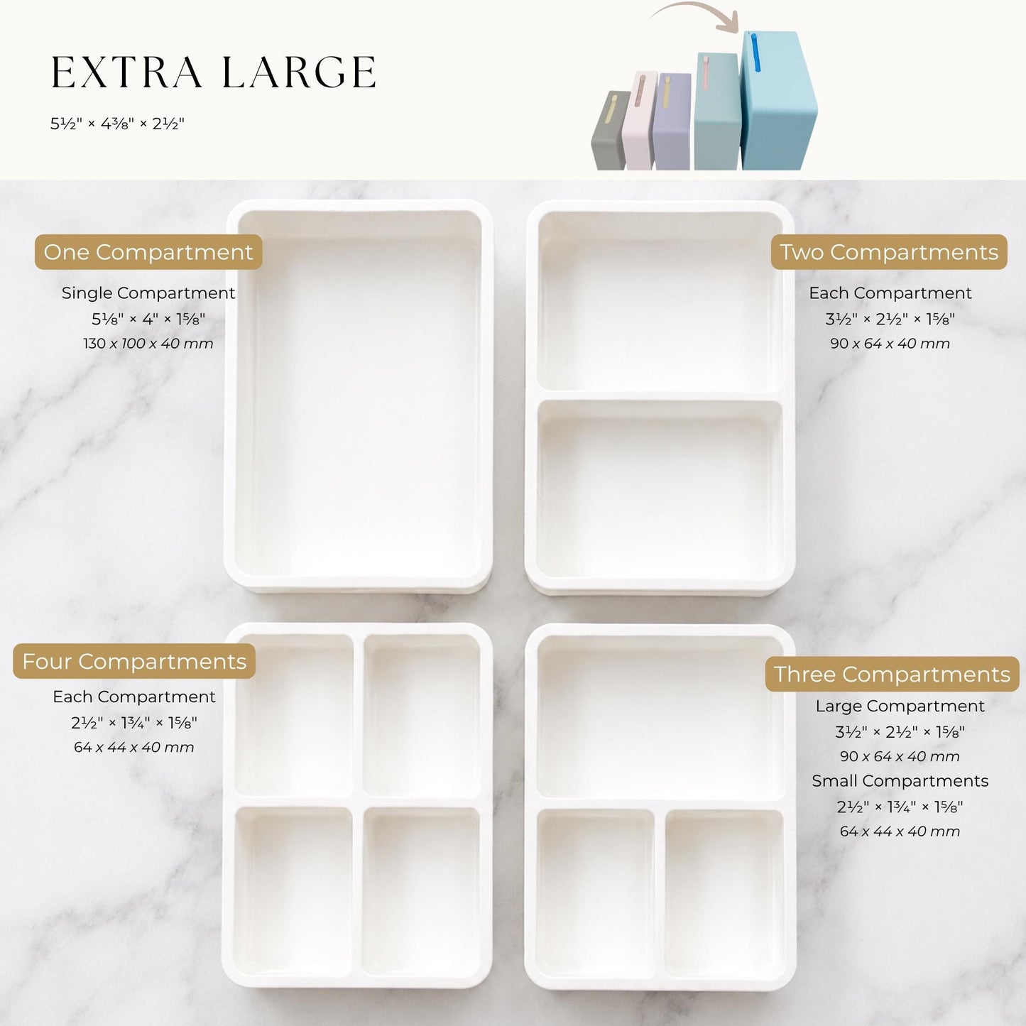 Slide Lock Supplement Box | 3D Printed Supplement Organizer | 5 Sizes, 1–4 Compartments