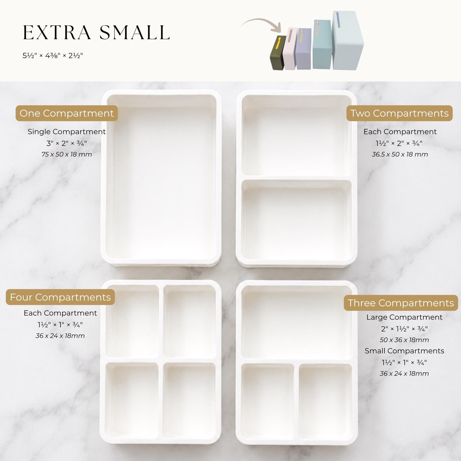 Slide Lock Supplement Box | 3D Printed Supplement Organizer | 5 Sizes, 1–4 Compartments