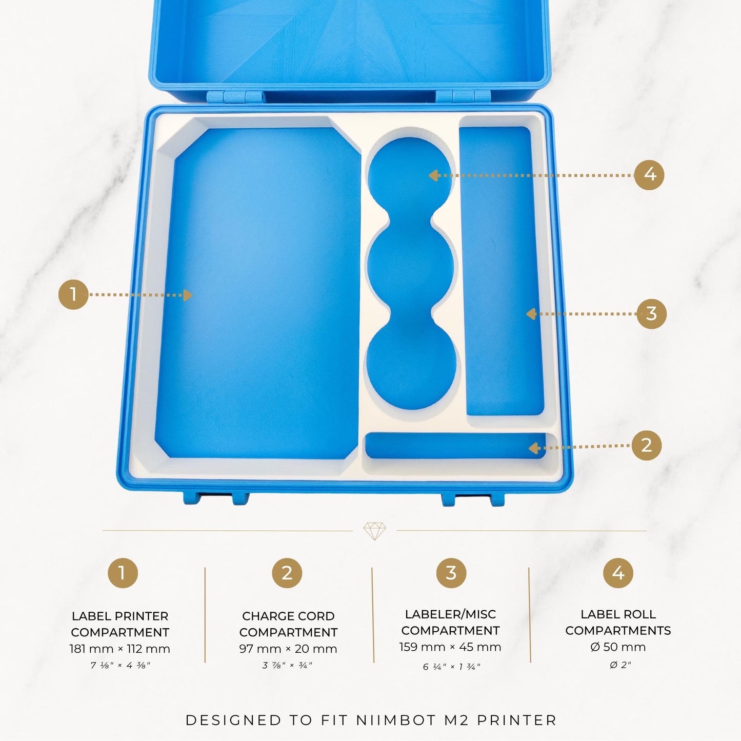 Niimbot M2 Label Printer Storage Case | 3D Printed Peptide Organizer with Vial Labelers