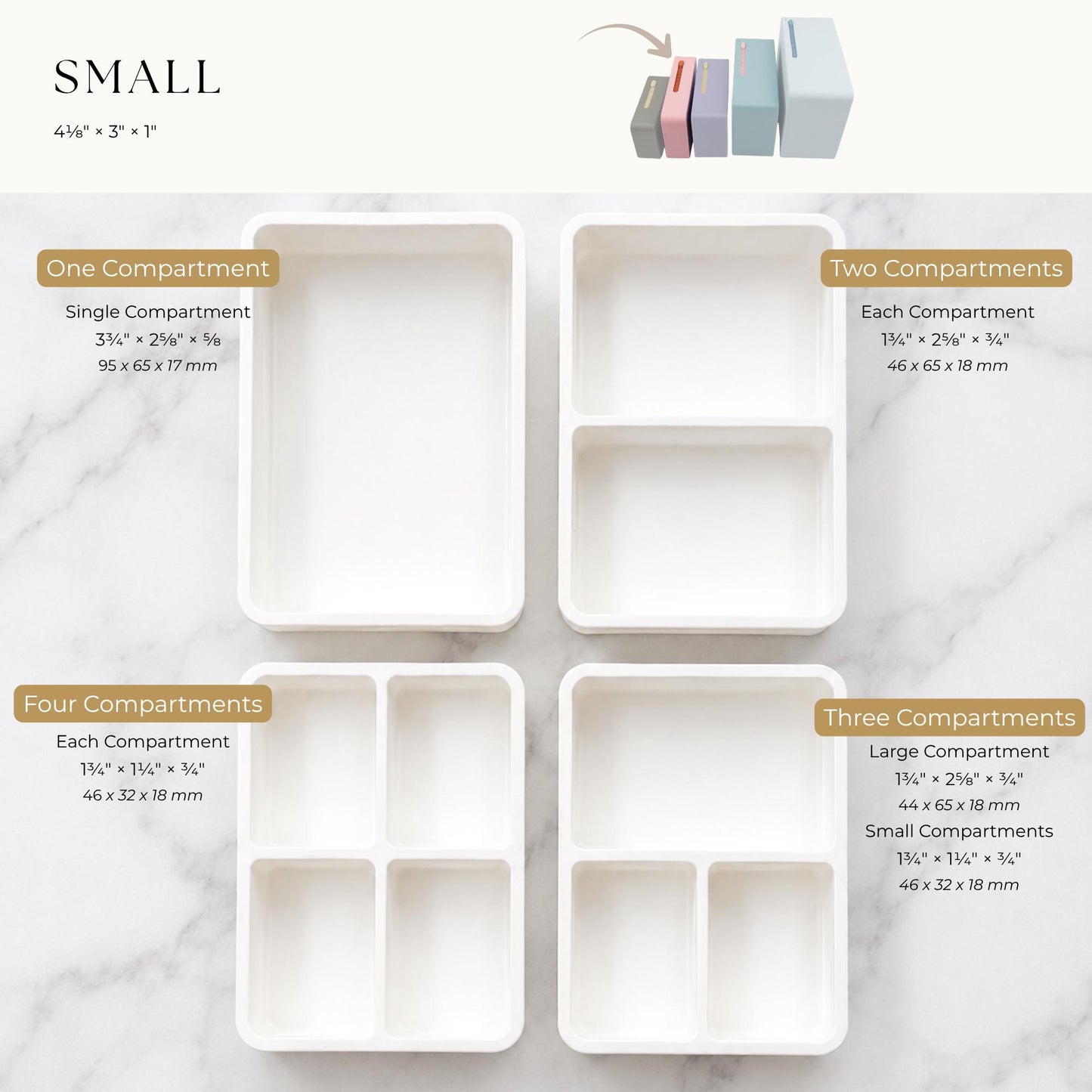 Slide Lock Supplement Box | 3D Printed Supplement Organizer | 5 Sizes, 1–4 Compartments