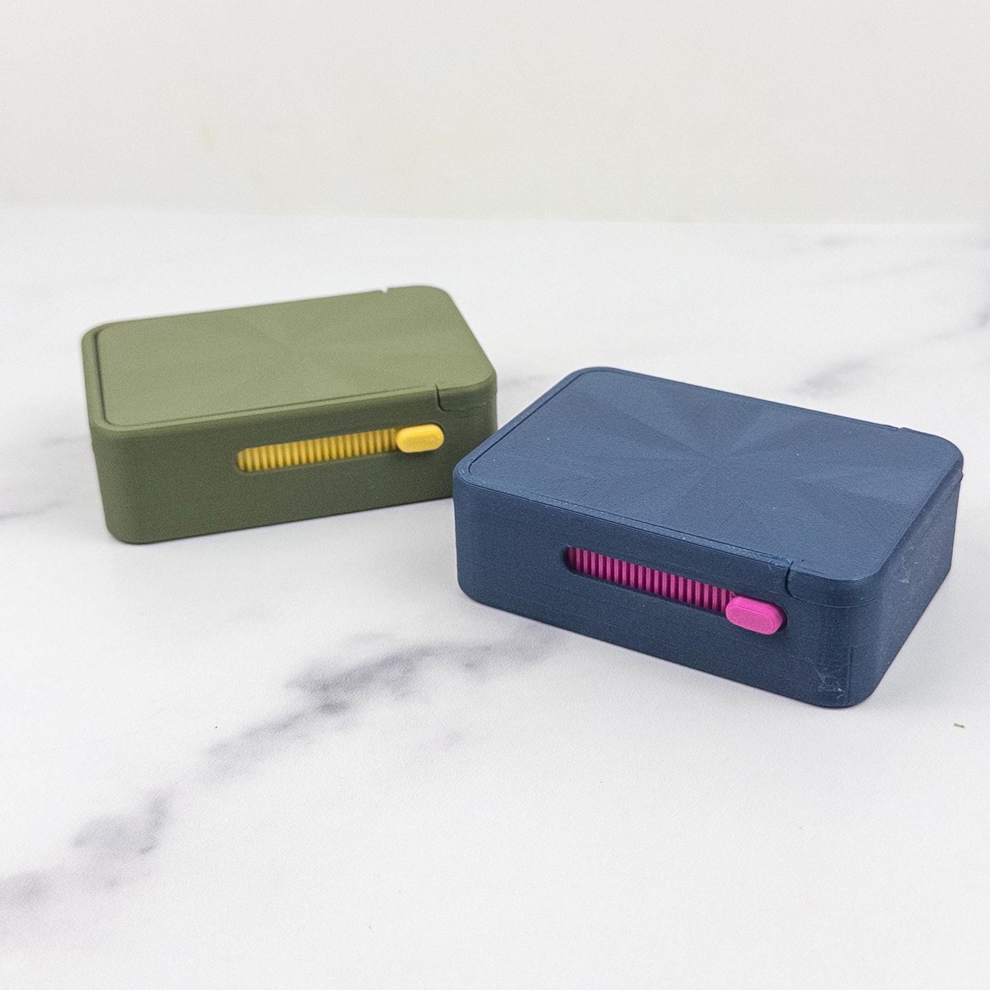 Slide Lock Supplement Box | 3D Printed Supplement Organizer | 5 Sizes, 1–4 Compartments