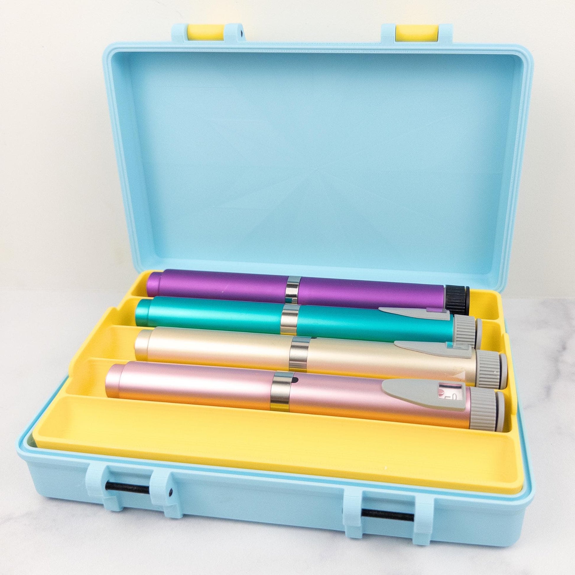 Pen and Cartridge Kit Case | 3D Printed Injection Pen Organizer | 5 Pens, Cartridges, Needle Tips & Prep Pads