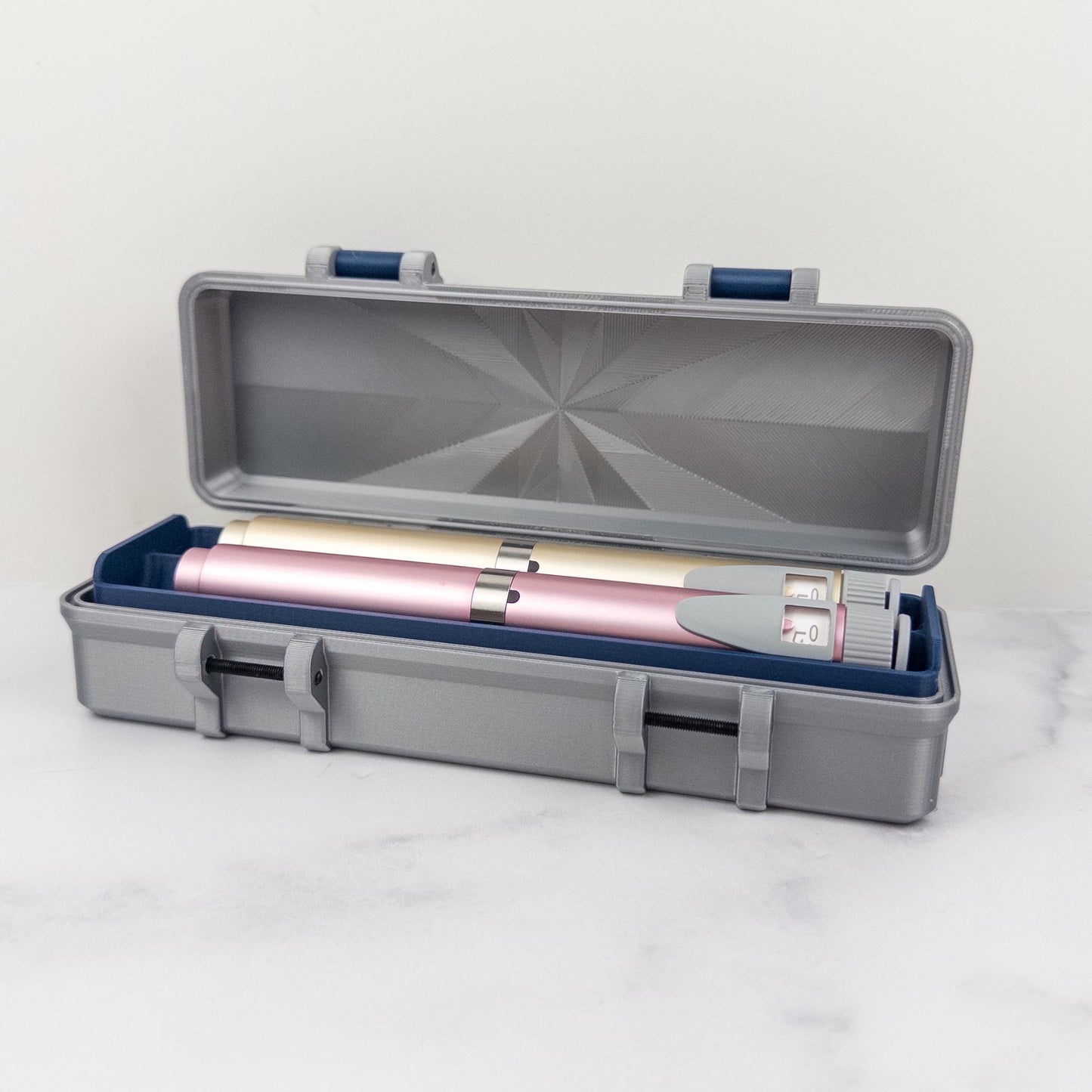 Pen and Cartridge Kit Case | 3D Printed Injection Pen Organizer | 2 Pens, Cartridges, Needle Tips & Prep Pads