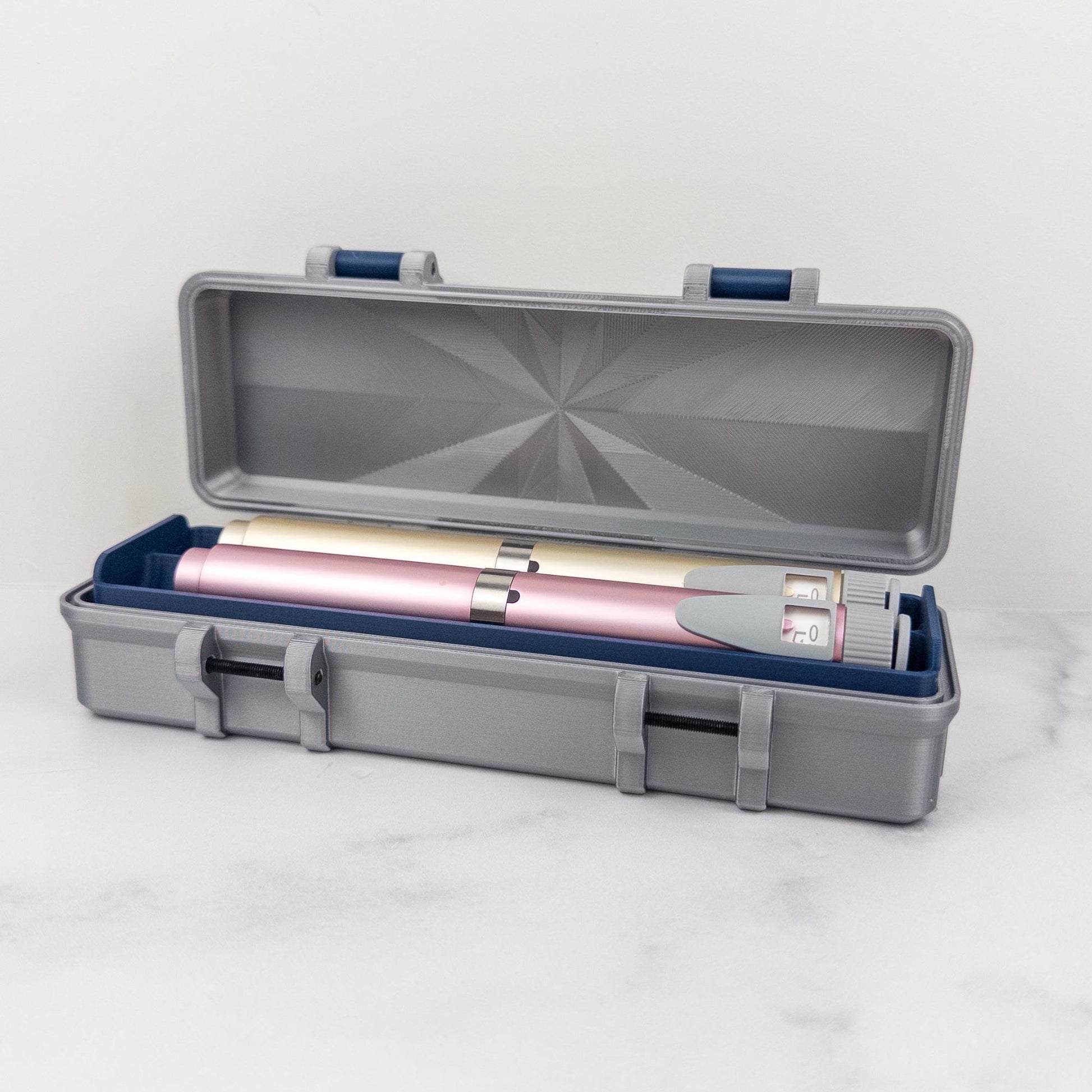 Pen and Cartridge Kit Case | 3D Printed Injection Pen Organizer | 2 Pens, Cartridges, Needle Tips & Prep Pads
