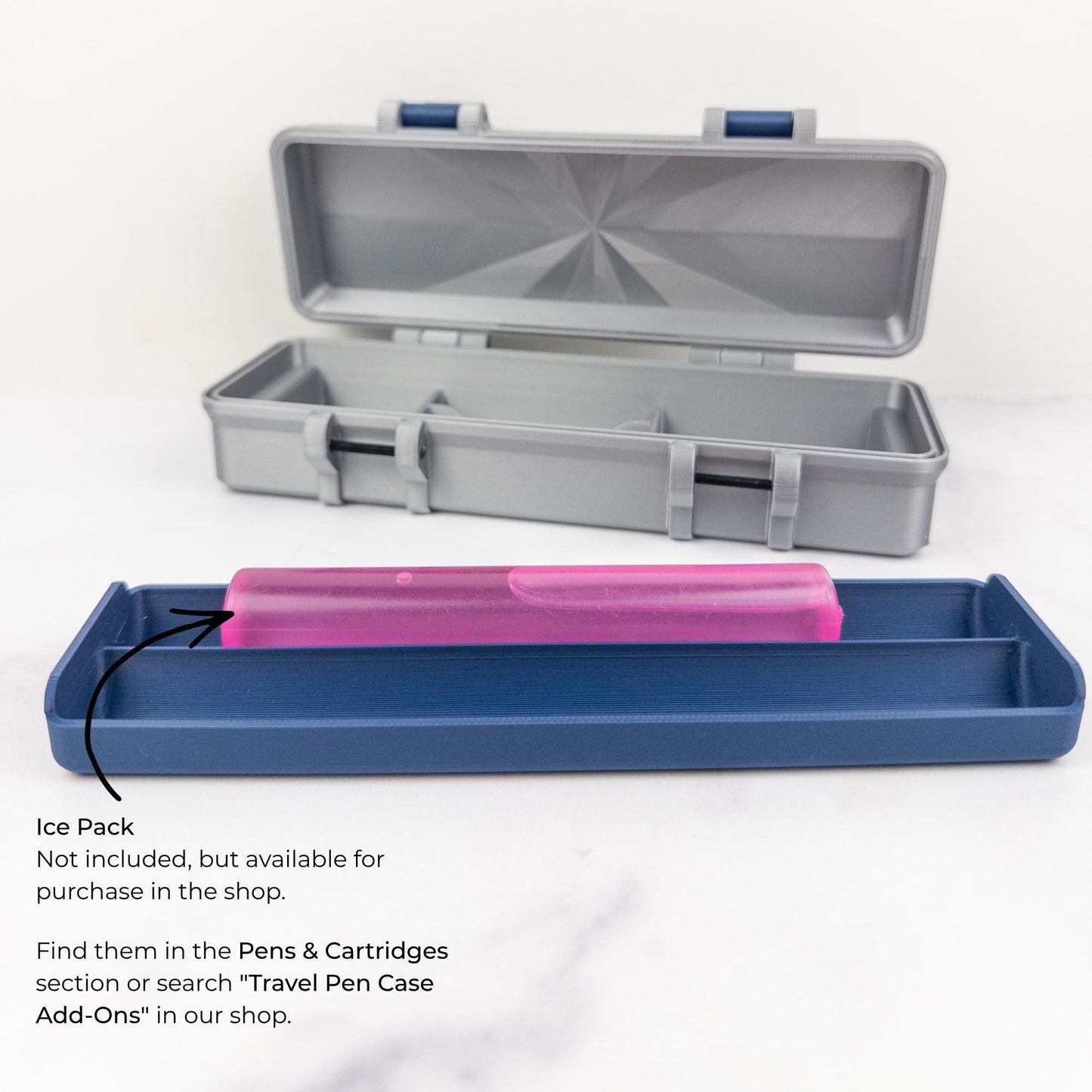 Pen and Cartridge Kit Case | 3D Printed Injection Pen Organizer | 2 Pens, Cartridges, Needle Tips & Prep Pads