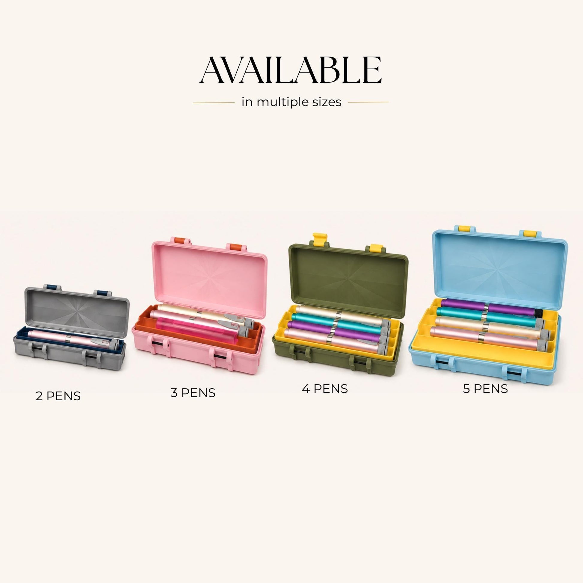 Pen and Cartridge Kit Case | 3D Printed Injection Pen Organizer | 2 Pens, Cartridges, Needle Tips & Prep Pads