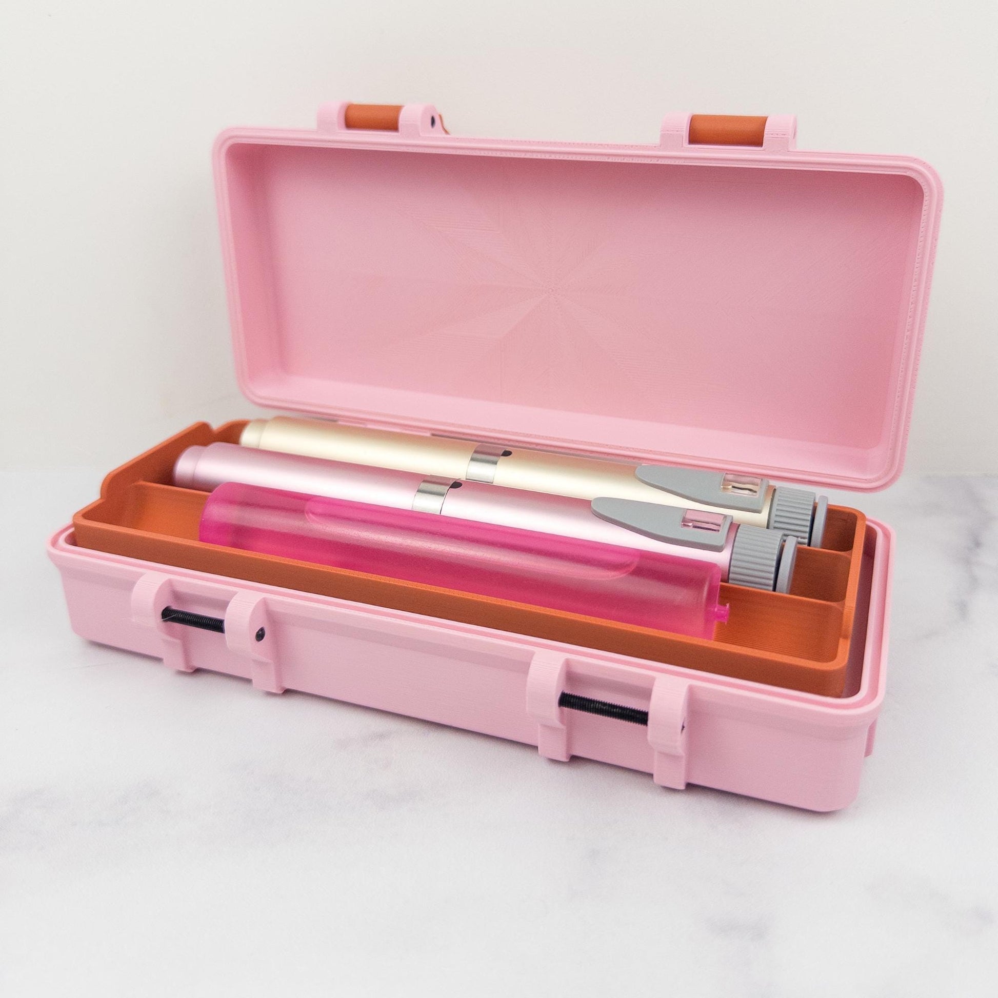 Pen and Cartridge Kit Case | 3D Printed Injection Pen Organizer | 3 Pens, Cartridges, Needle Tips & Prep Pads