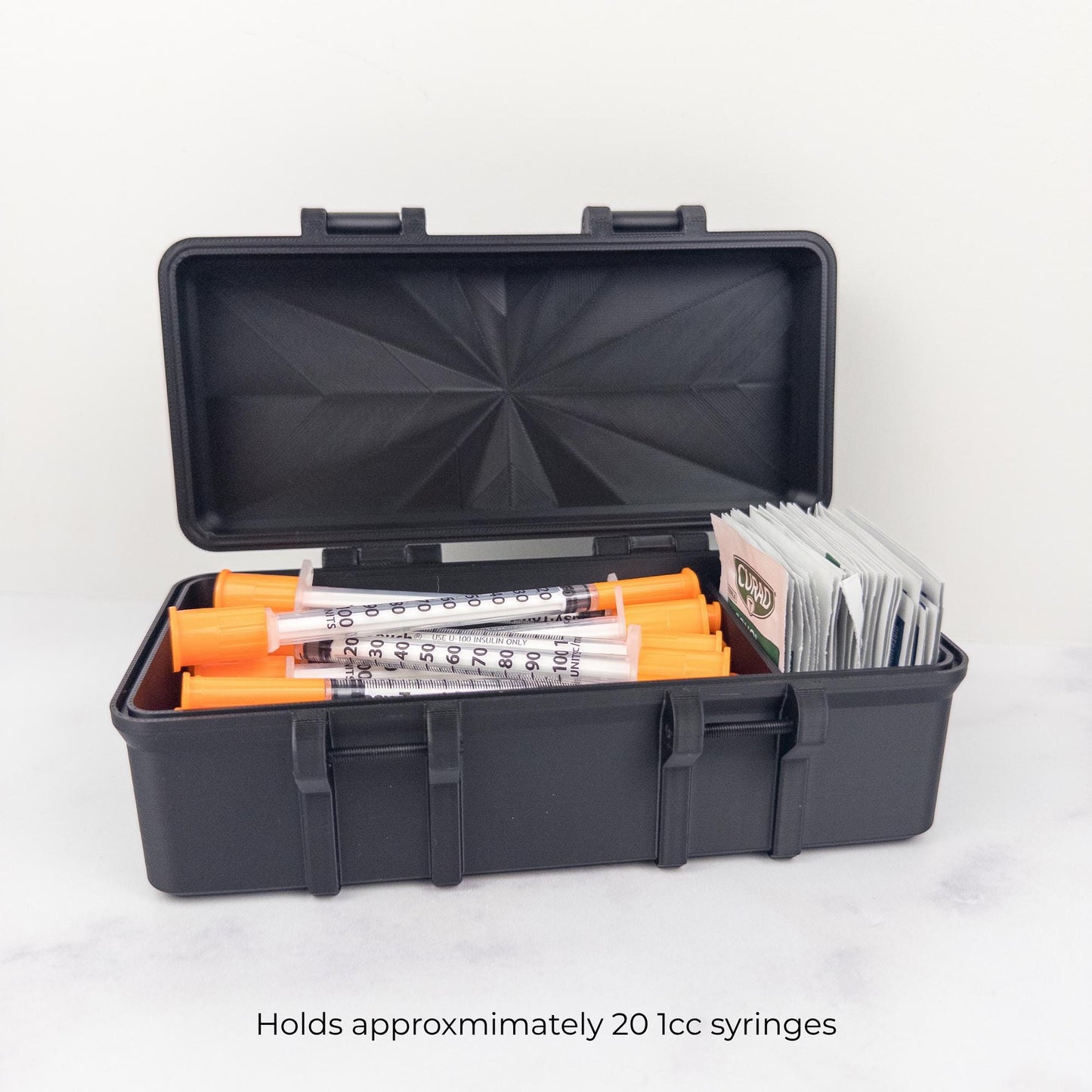 Syringe and Wipe Storage Case | 3D Printed Organizer | Holds 20 1cc Syringes